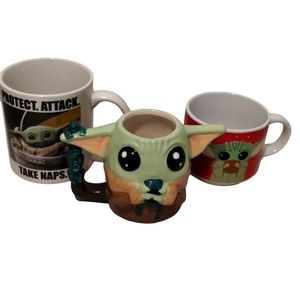 3 Set Of Star Wars Baby Yoda Coffee Mugs